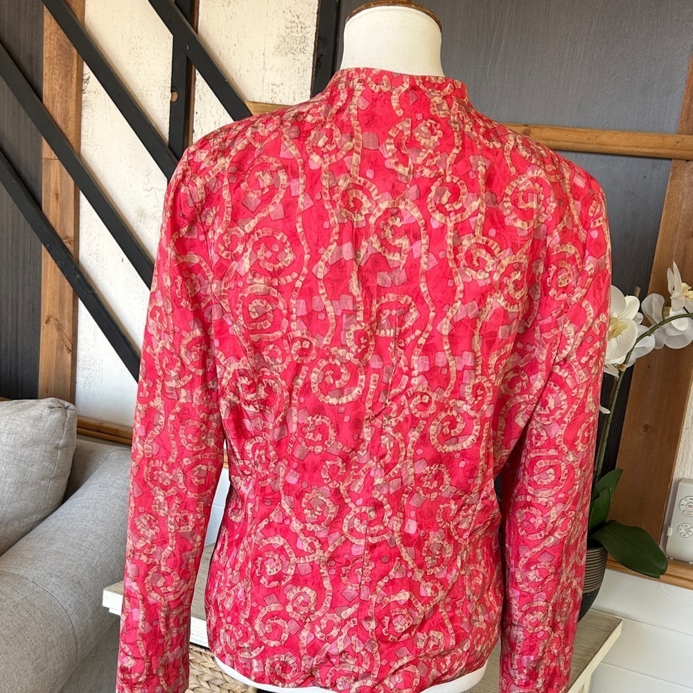 Vintage Japanese Silk Brocade Jacket Women Size 12 Pink Gold Elegant Statement - Picture 8 of 10